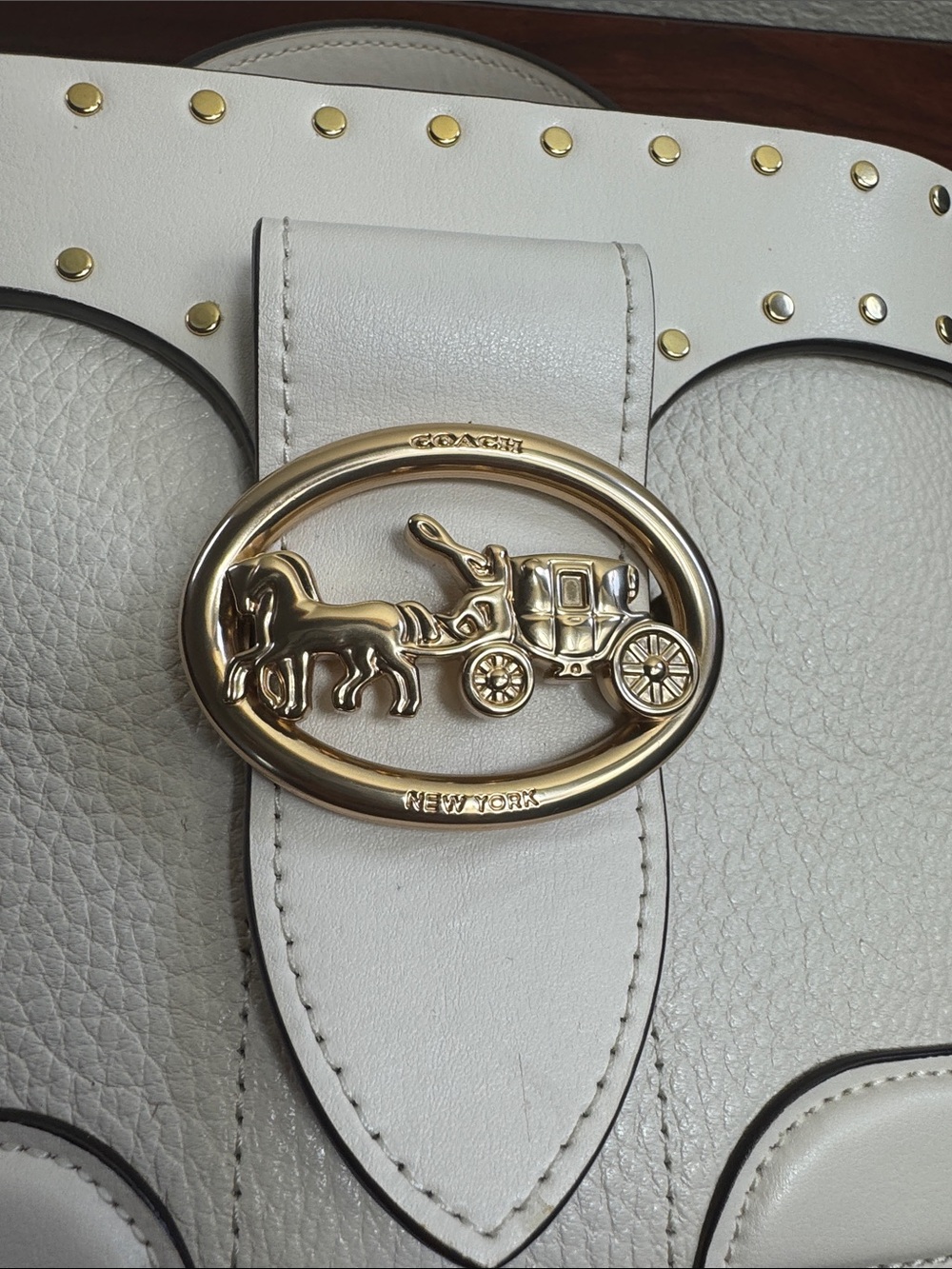 Coach Georgie Kay  Elegant Chalk Cream Leather Top Handle Purse. - Picture 11 of 14